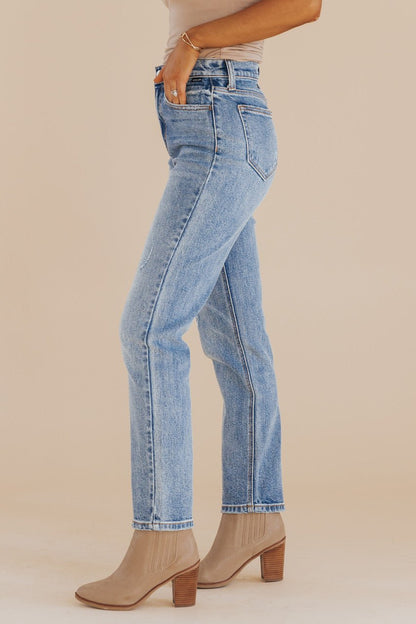 Medium Wash High Rise Straight Denim Jeans - Magnolia Boutique