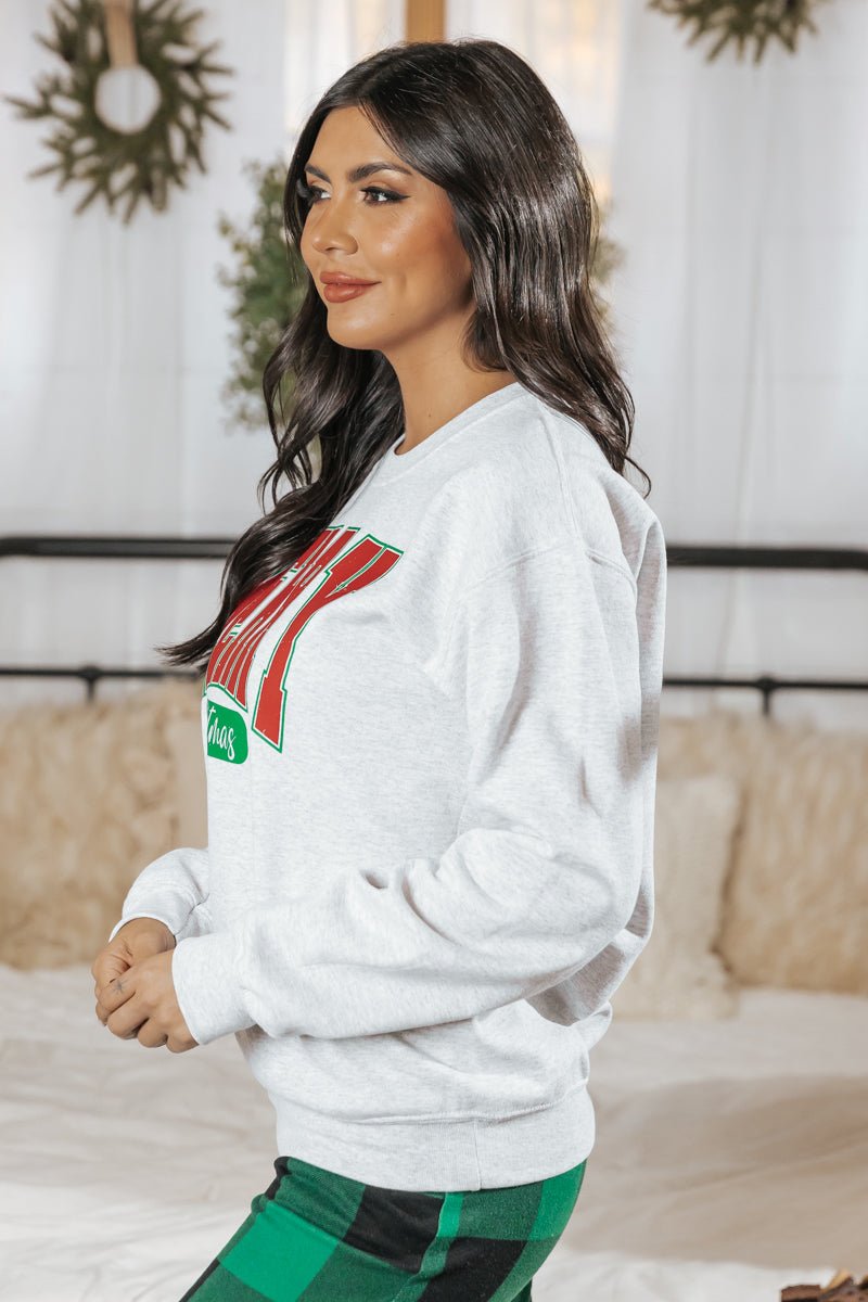 Merry Christmas Long Sleeve Graphic Sweatshirt - Magnolia Boutique