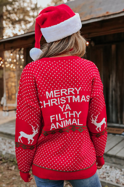 Merry Christmas Ya Filthy Animal Sweater - FINAL SALE - Magnolia Boutique