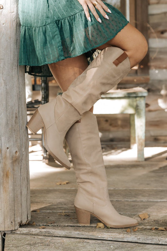 Mia Archer Beige Vegan Leather Knee High Boots - Magnolia Boutique