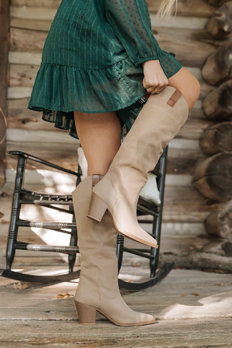 Beige suede shop tall boots