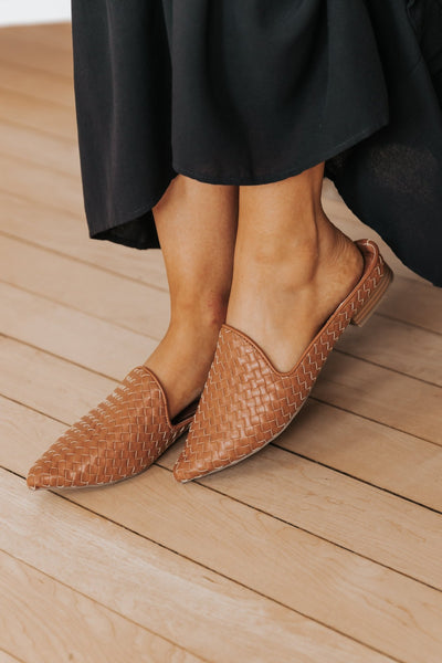 MIA Johona Tan Woven Slip On Mules