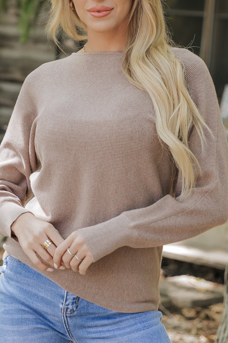 Mocha Dolman Sleeve Ribbed Sweater - Magnolia Boutique