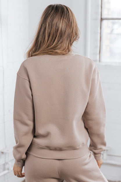 Mocha Long Sleeve Fleece Sweatshirt - Magnolia Boutique