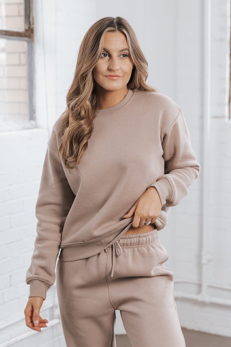 Mocha Long Sleeve Fleece Sweatshirt - Magnolia Boutique