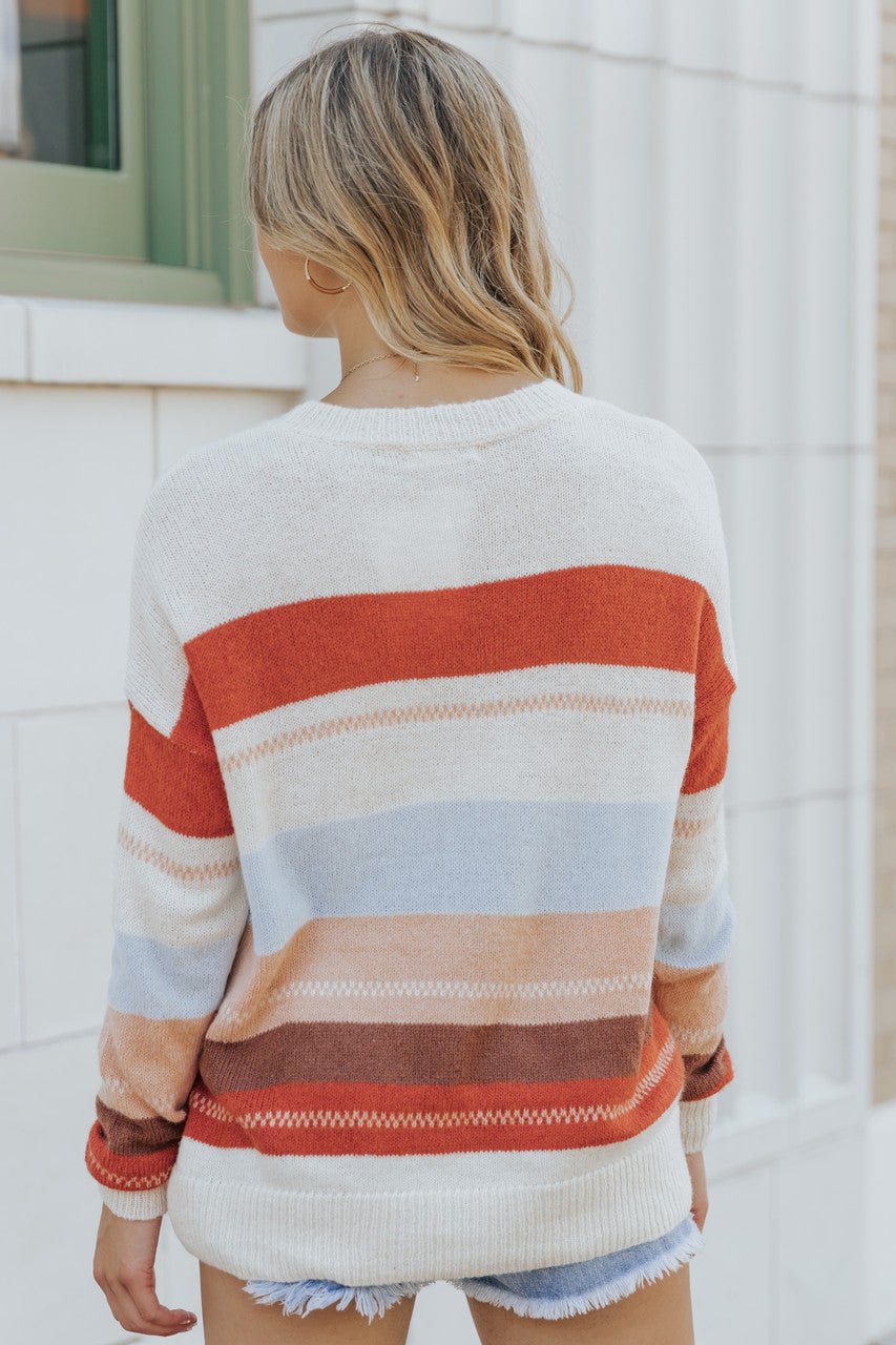 Montana Sky Blue Striped Colorblock Sweater - Magnolia Boutique