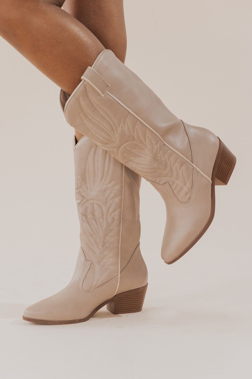 Montana Taupe Knee High Western Boots - FINAL SALE - Magnolia Boutique