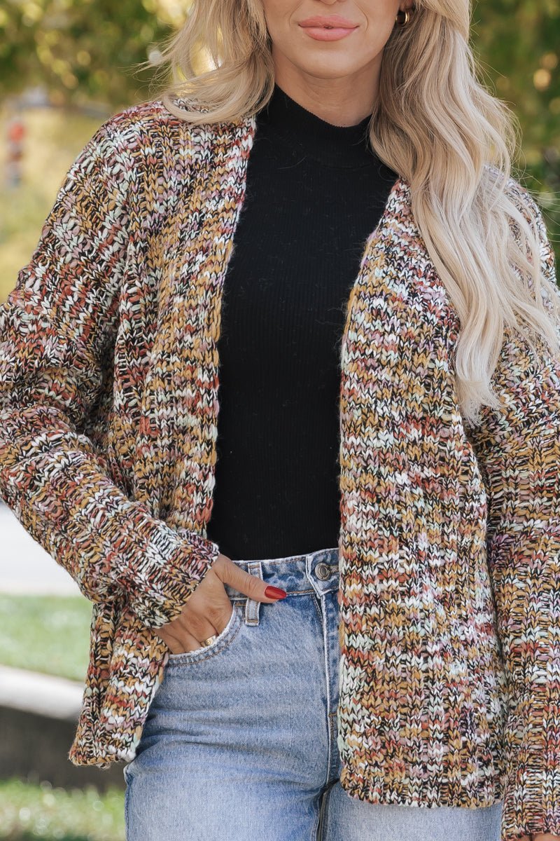 Multi Color Chunky Open Front Cardigan - Magnolia Boutique
