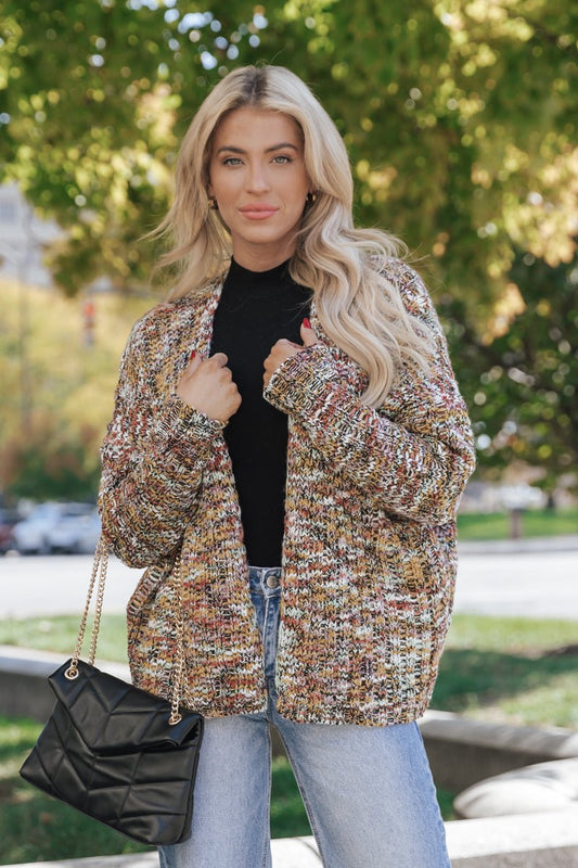 Multi Color Chunky Open Front Cardigan - Magnolia Boutique