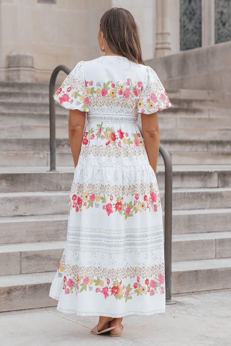 Multi Floral Print Slit Maxi Dress - Magnolia Boutique