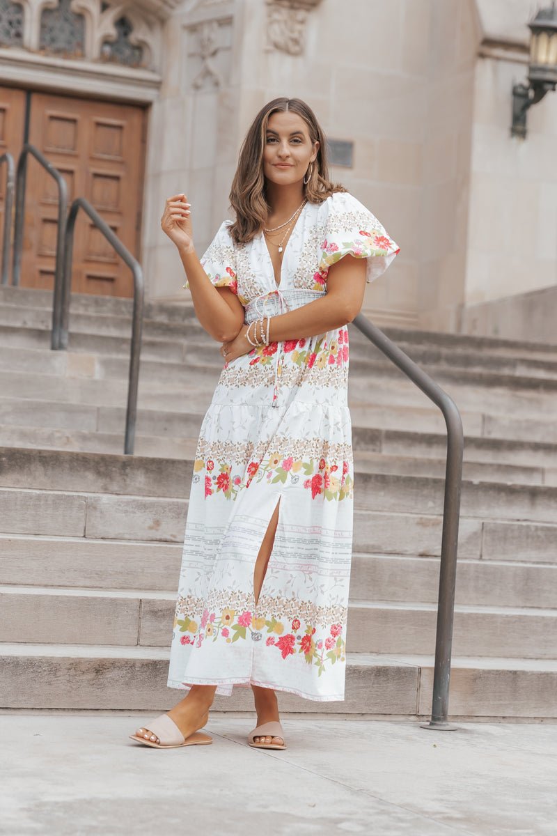 Multi Floral Print Slit Maxi Dress - Magnolia Boutique