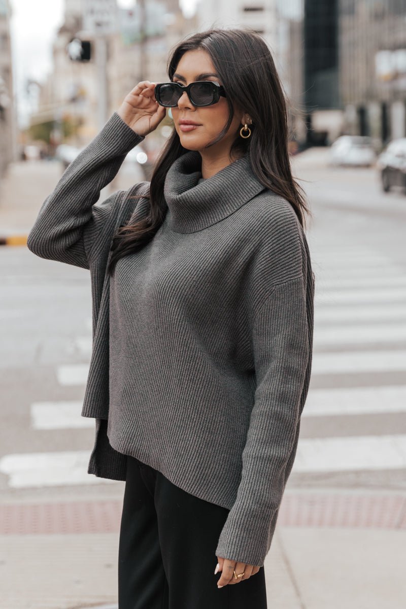 Charcoal gray hotsell turtleneck sweater