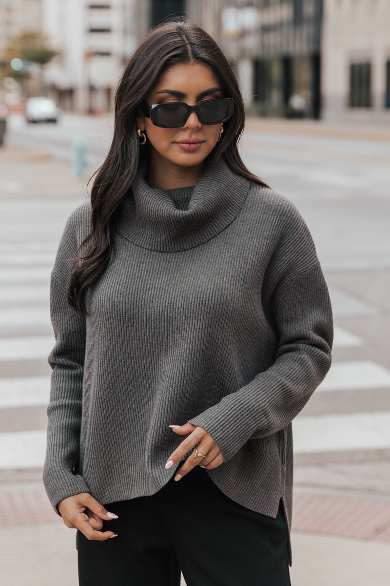 Muse By Magnolia Charcoal Soft Turtleneck Sweater - Magnolia Boutique