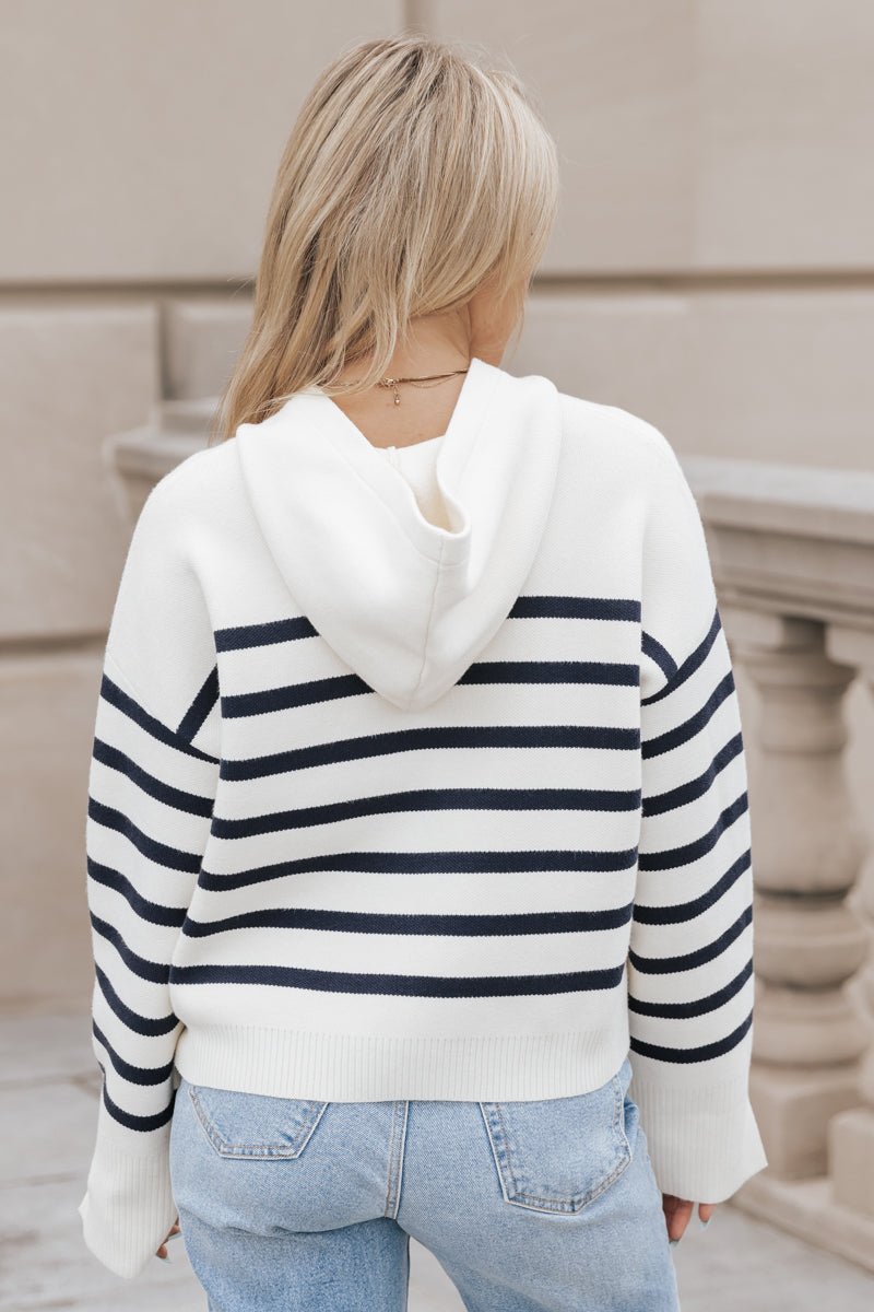 Muse by Magnolia Cream Striped Hooded Sweater - Magnolia Boutique