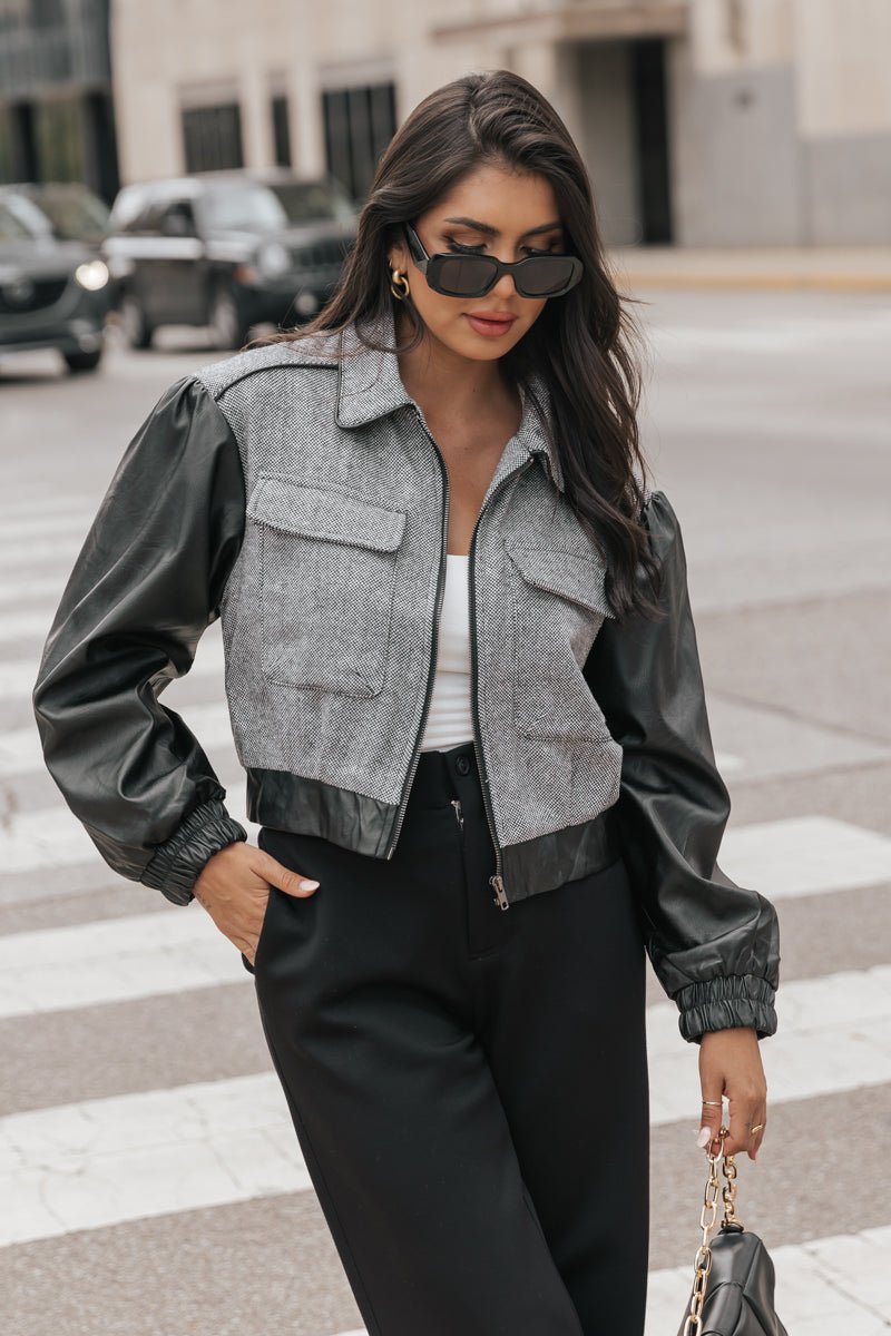 Faux hot sale cropped jacket