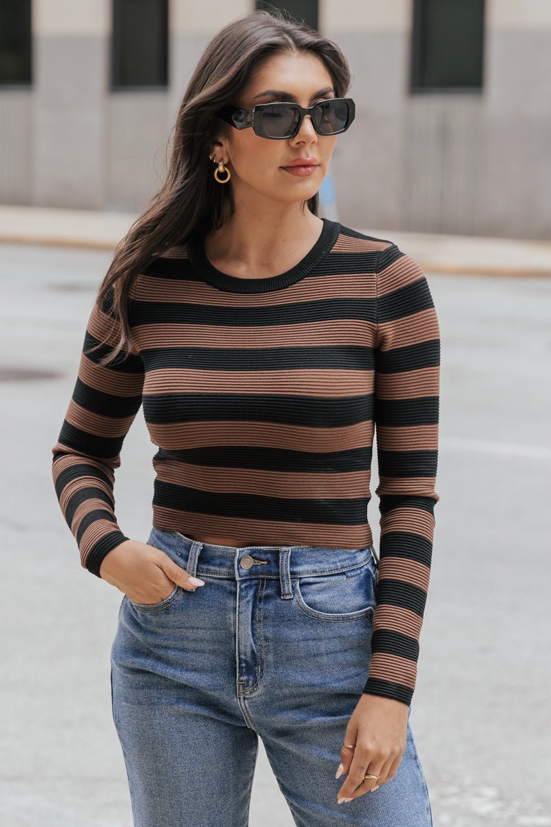 Muse by Magnolia Long Sleeve Striped Rib Knit Top - Magnolia Boutique