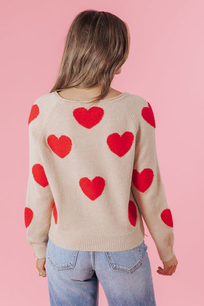 My Sweet Heart Boat Neck Sweater - Brown - Magnolia Boutique