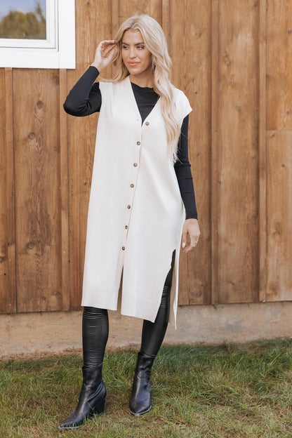 Natural Button Front Sweater Dress Cardigan - Magnolia Boutique