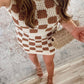 Natural Checkerboard Crochet Knit Mini Skirt - FINAL SALE - Magnolia Boutique