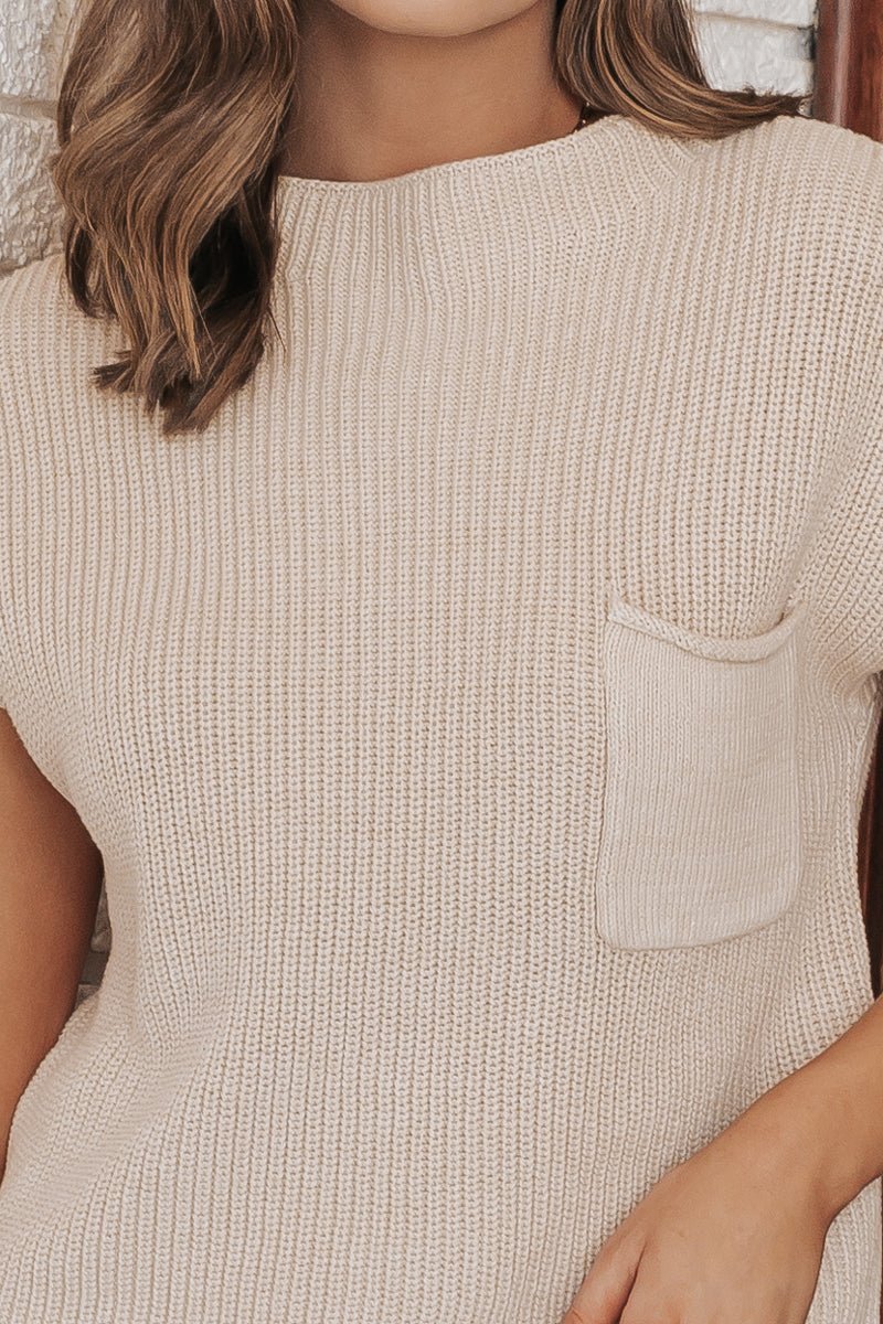 Natural Cotton Mock Neck Sweater - Magnolia Boutique