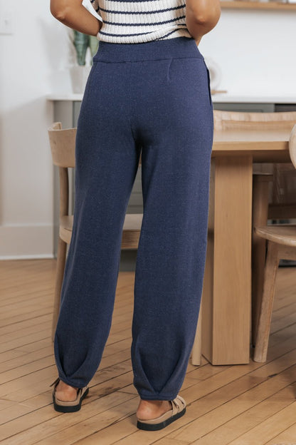 Navy Cotton High Waisted Sweatpants - Magnolia Boutique