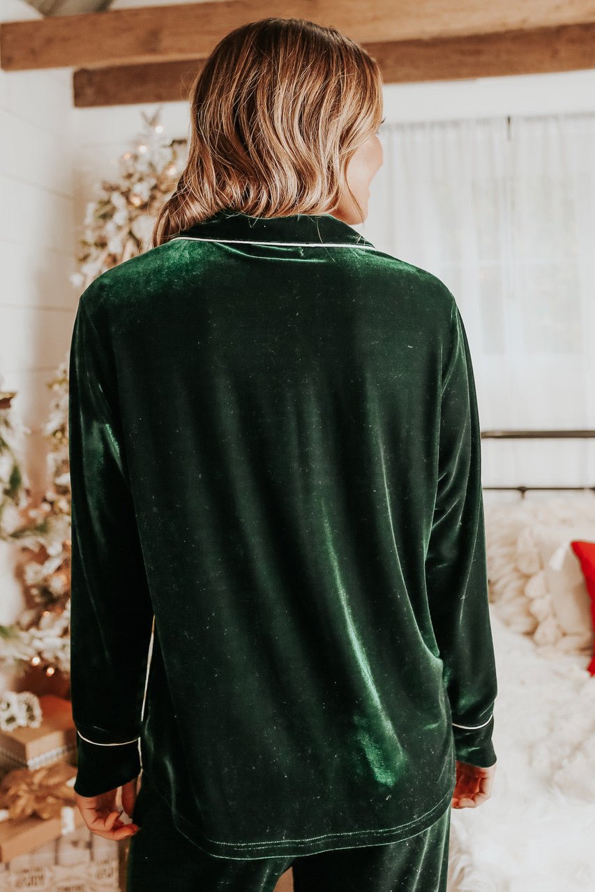 North Pole Green Velvet Pajama Set - FINAL SALE - Magnolia Boutique