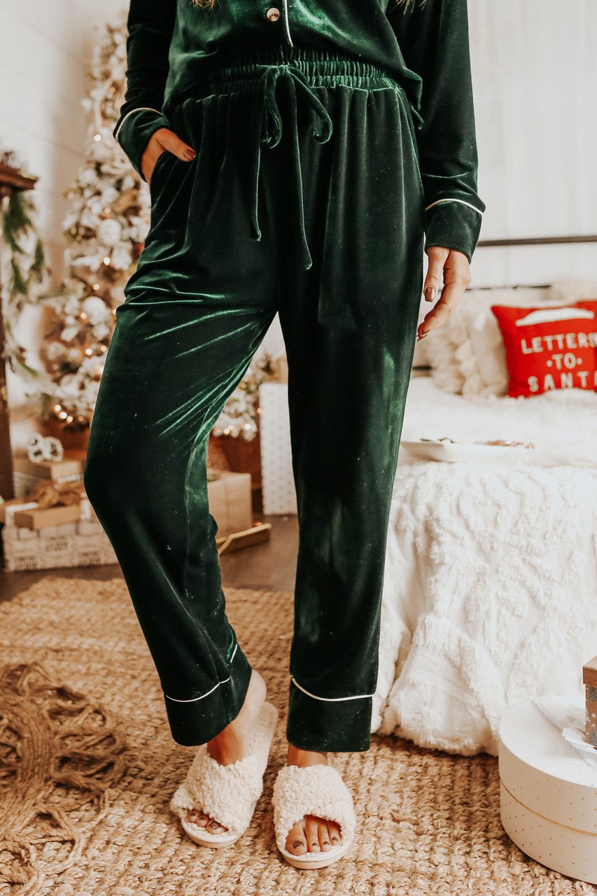 North Pole Green Velvet Pajama Set - FINAL SALE - Magnolia Boutique