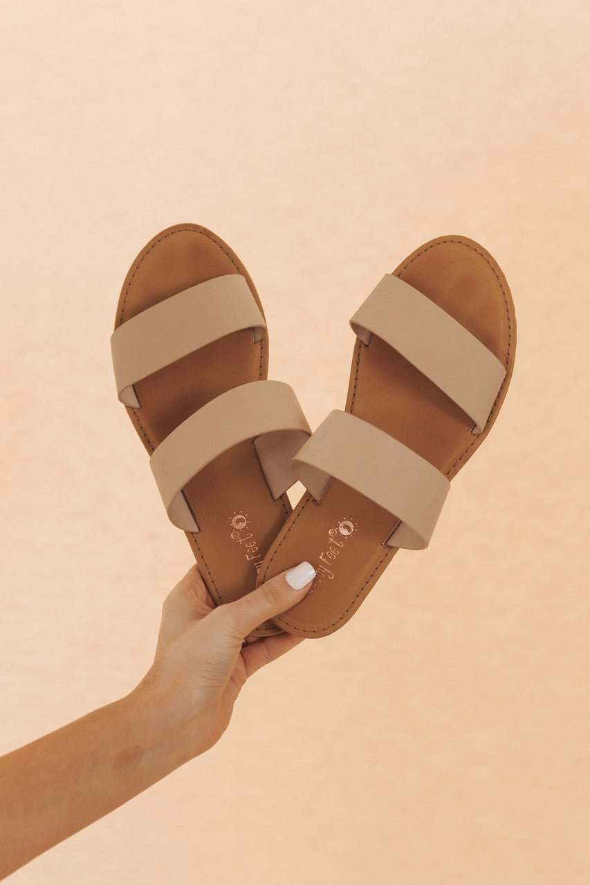 Nude Double Strap Flat Sandals - FINAL SALE - Magnolia Boutique