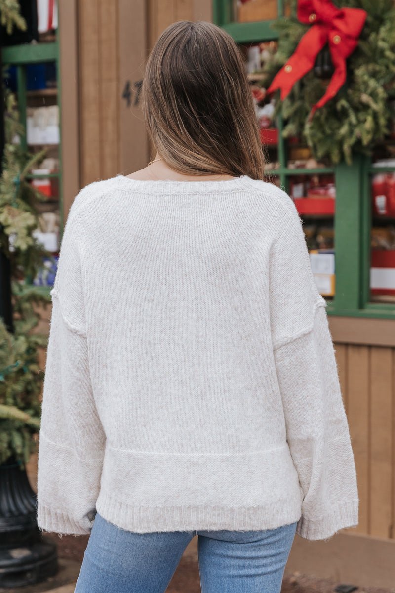 Oatmeal Long Sleeve Crew Neck Sweater - Magnolia Boutique
