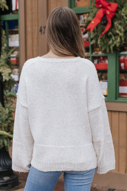 Oatmeal Long Sleeve Crew Neck Sweater - Magnolia Boutique