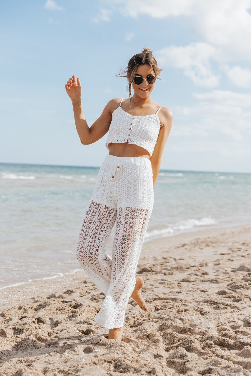 Crochet High Waist Beach Pants | Beyazura.com