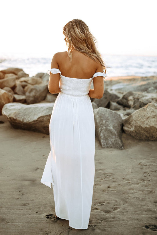 Odella Off The Shoulder Smocked Maxi Dress - Off White – Magnolia Boutique