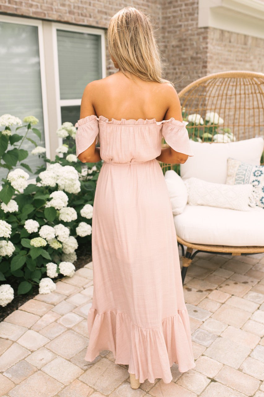 Blush off the shoulder clearance maxi dress