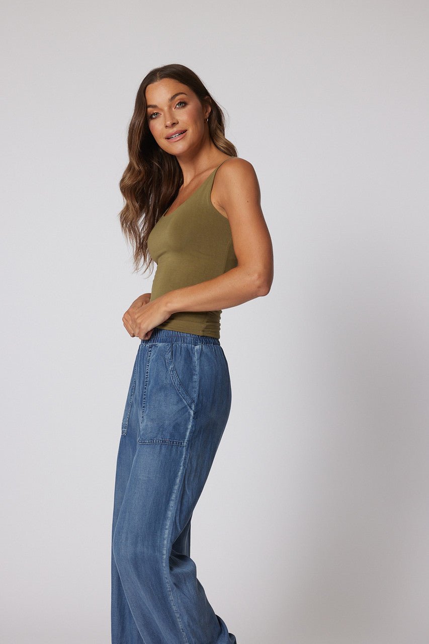 Olive Double Lined Scoop Neck Jersey Tank - Magnolia Boutique