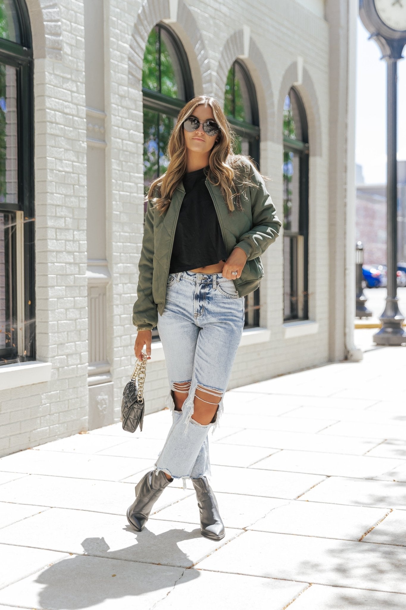 Olive Quilted Bomber Jacket - Magnolia Boutique