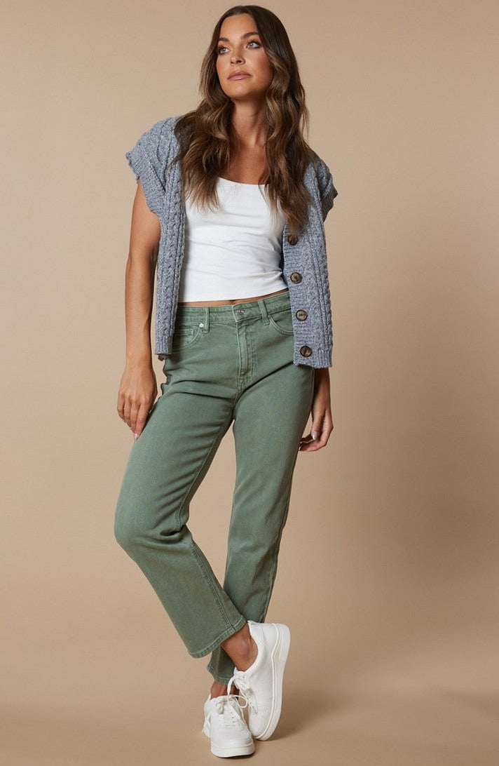Olive Ultra High Rise 90s Straight Pants - Magnolia Boutique