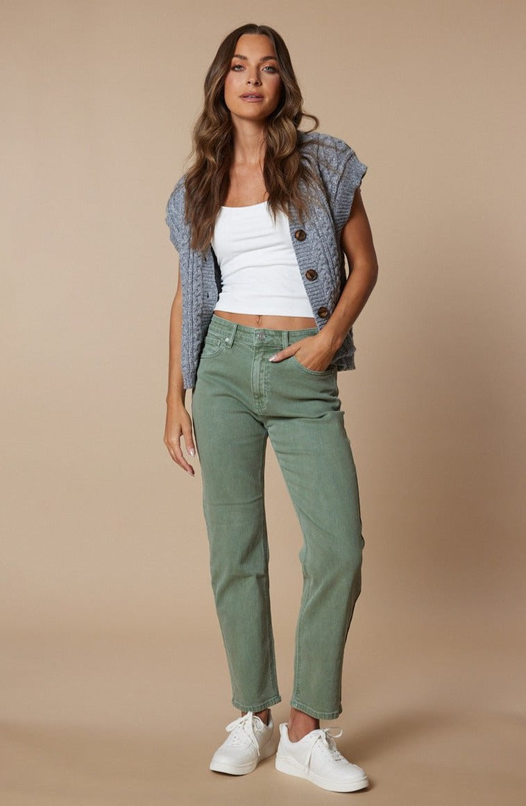 Olive Ultra High Rise 90s Straight Pants - Magnolia Boutique