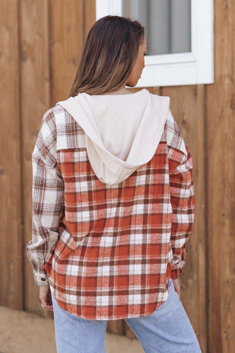 Plaid flannel clearance hooded shirt