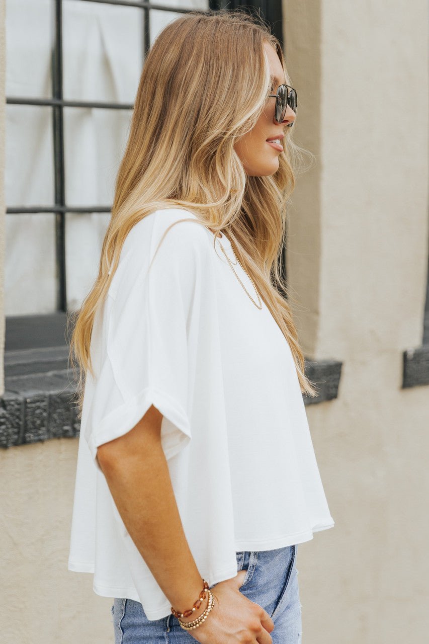 Over And Out Ivory French Terry Oversized Tee - FINAL SALE - Magnolia Boutique