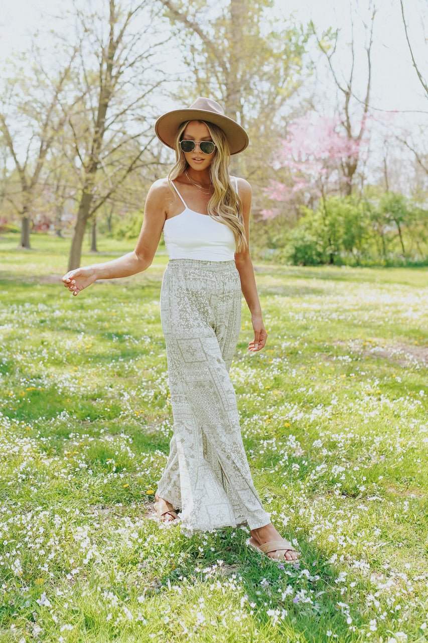 Paisley Green Pull-On Palazzo Pants - FINAL SALE - Magnolia Boutique