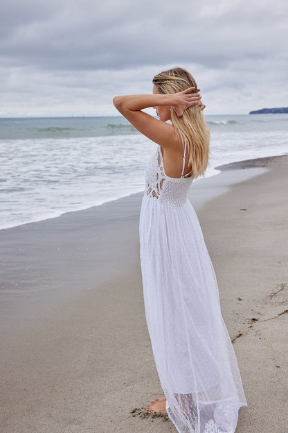 Paradise Island Scalloped White Lace Maxi Dress - Magnolia Boutique