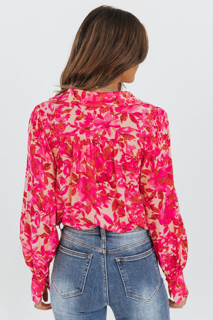 Pink Floral Long Sleeve Bodysuit - FINAL SALE - Magnolia Boutique