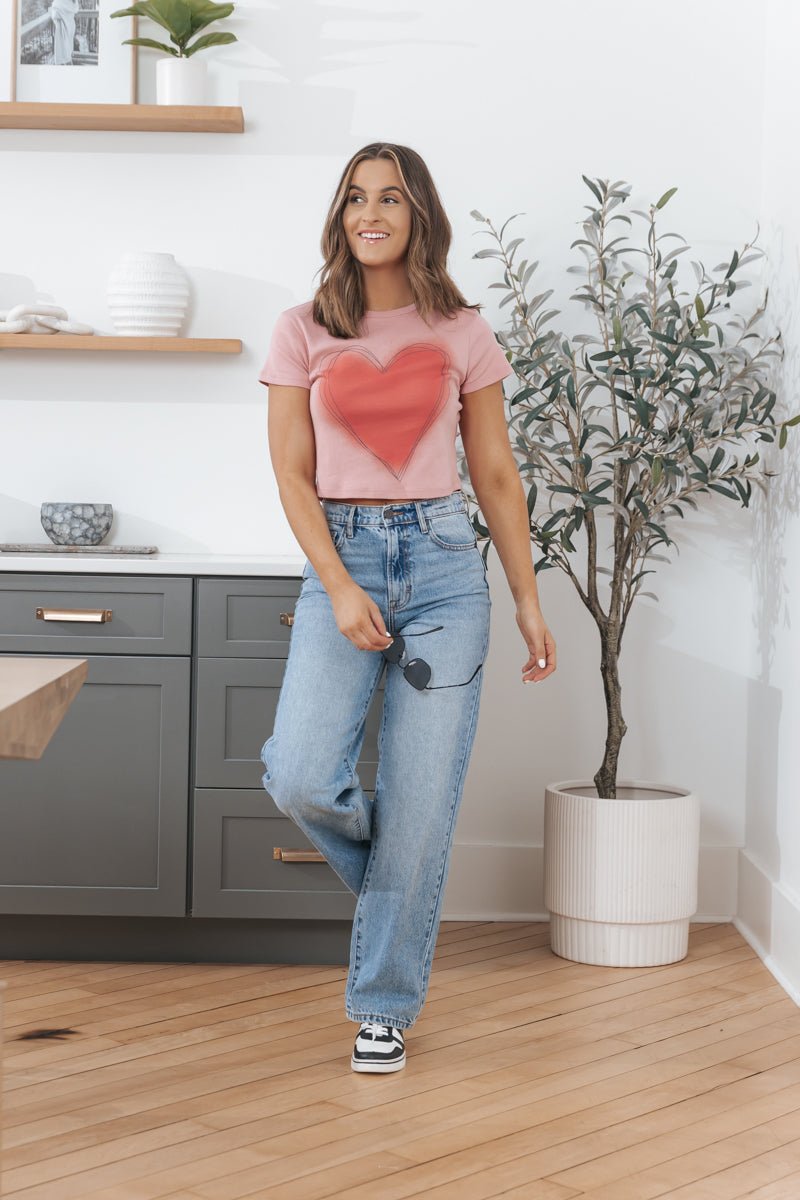 Pink Heart Graphic Tee - Magnolia Boutique