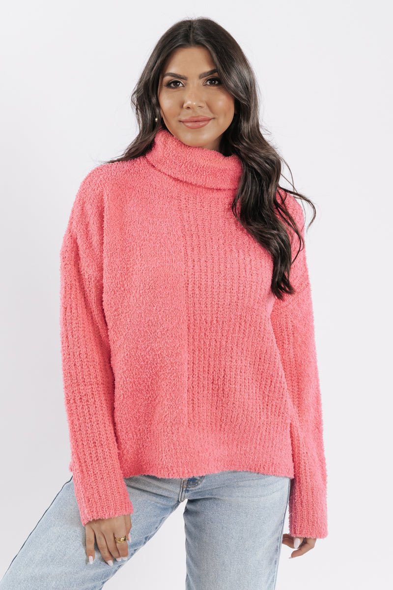 Bright on sale pink turtleneck