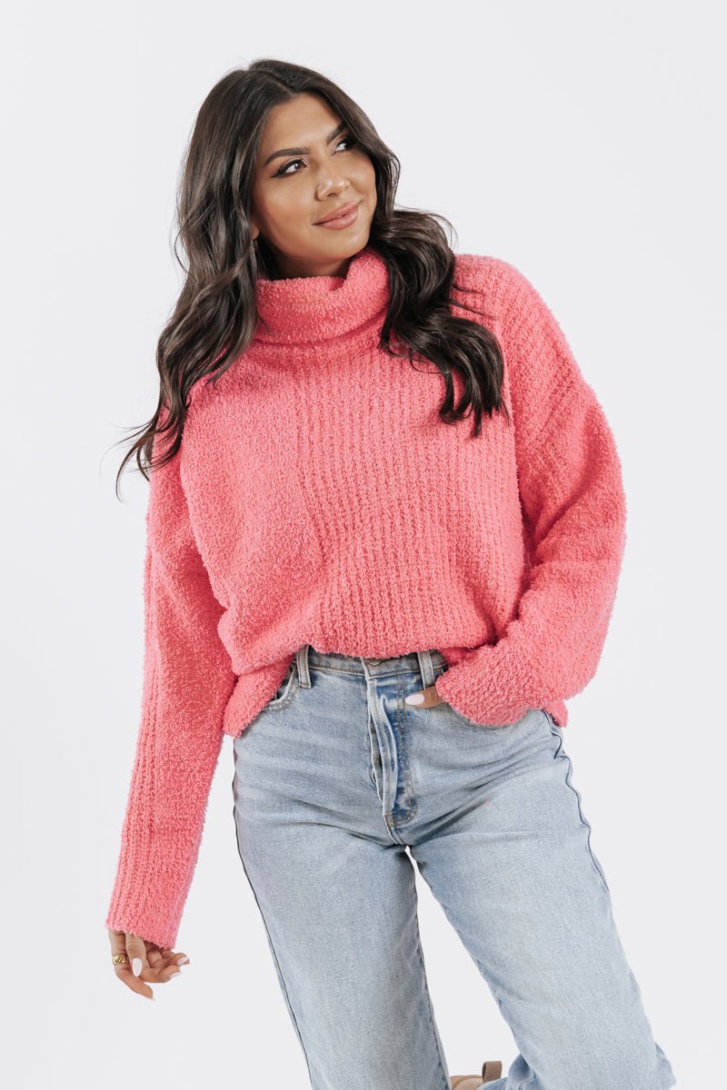 Pink Long Sleeve Turtleneck Sweater - Magnolia Boutique
