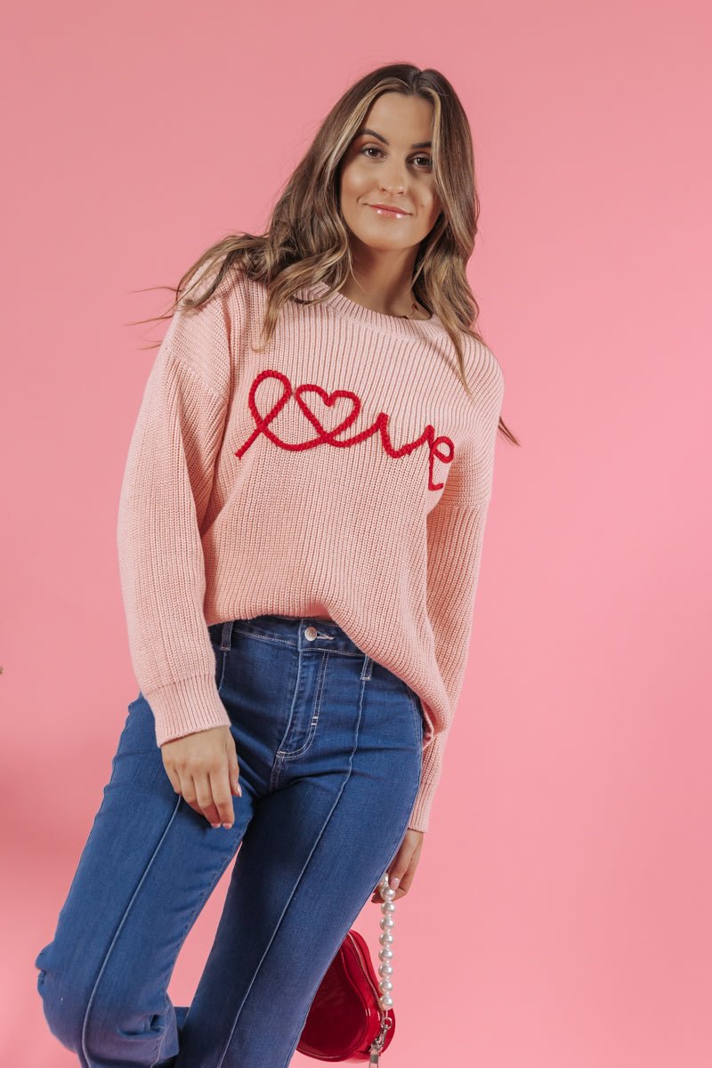 Pink Love Chunky Knit Sweater - Magnolia Boutique