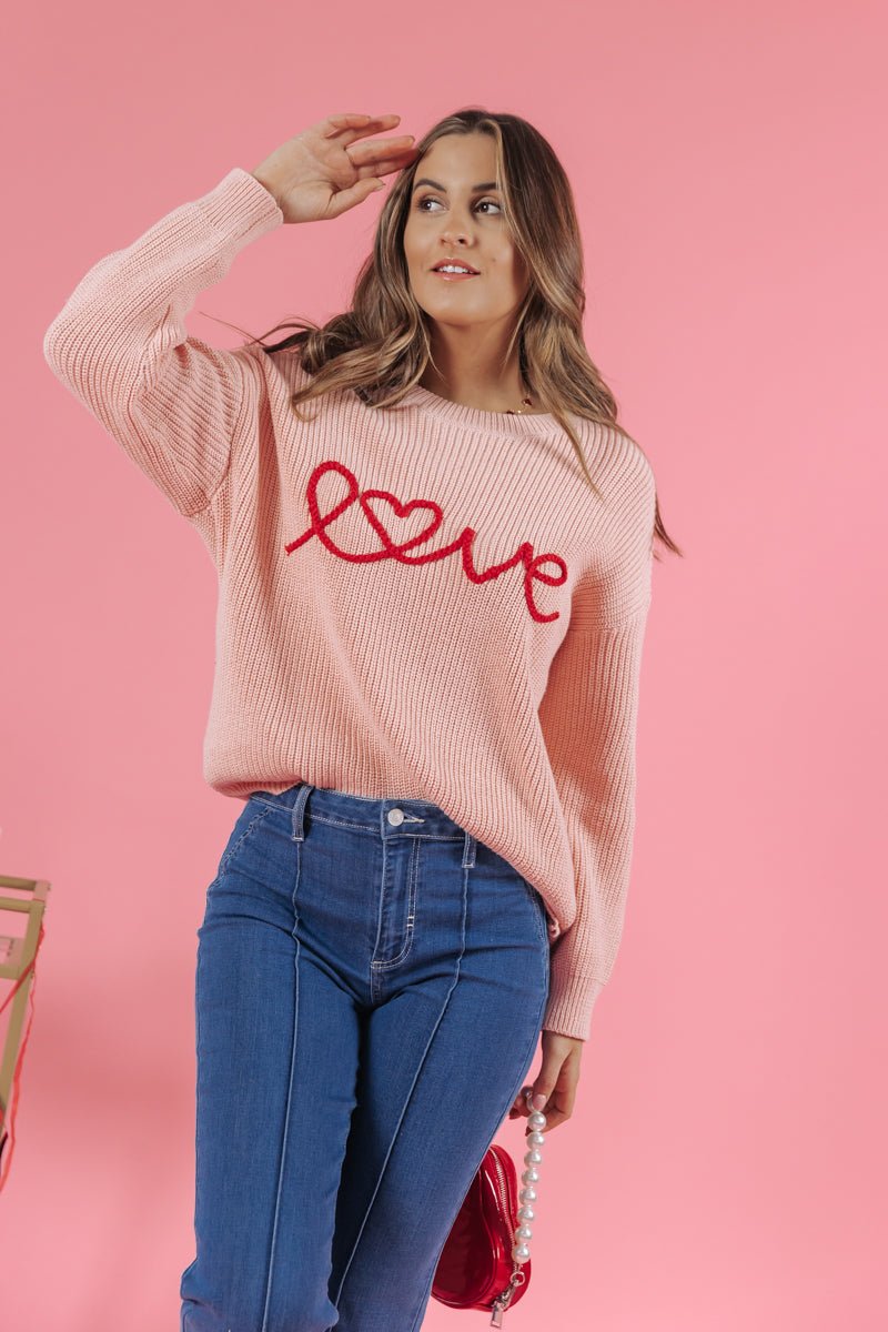 Pink Love Chunky Knit Sweater - Magnolia Boutique