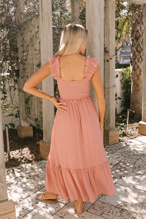 Pink Short Ruffle Sleeve Tiered Midi Dress - Magnolia Boutique