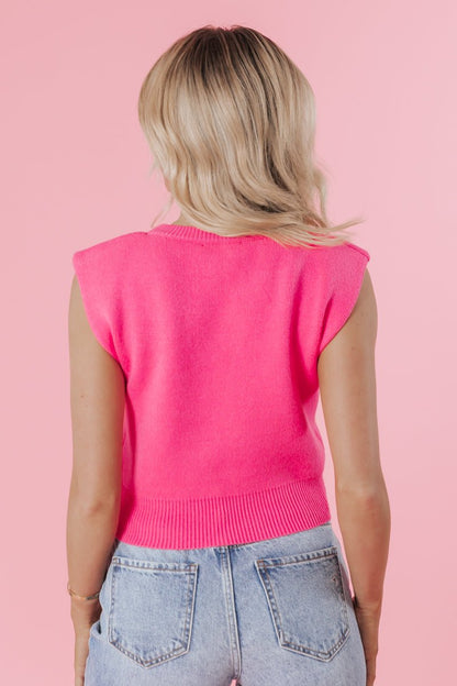 Pink Sleeveless Ribbed Crop Sweater - Magnolia Boutique