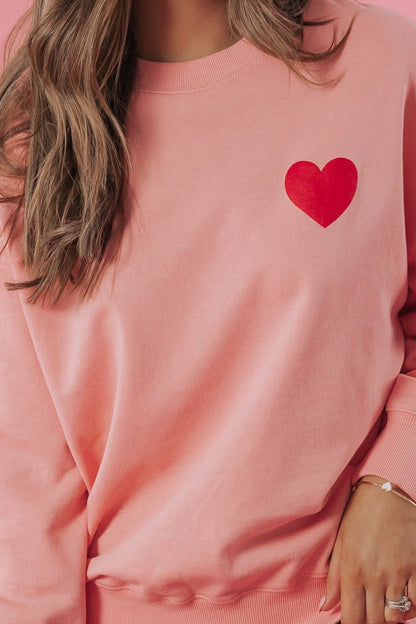 Pink Wash Heart Detail Sweatshirt - Magnolia Boutique